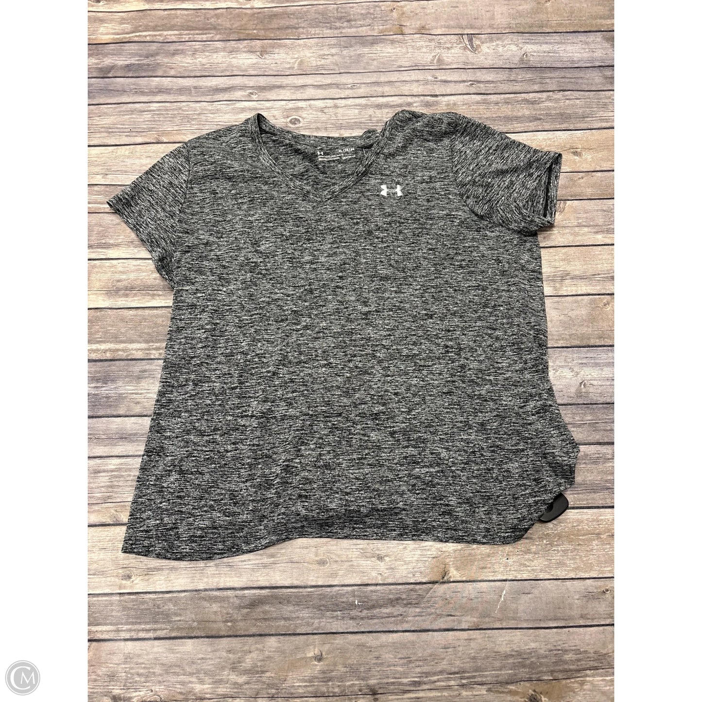 Athletic Top Short Sleeve By Under Armour In Black & White, Size: Xl
