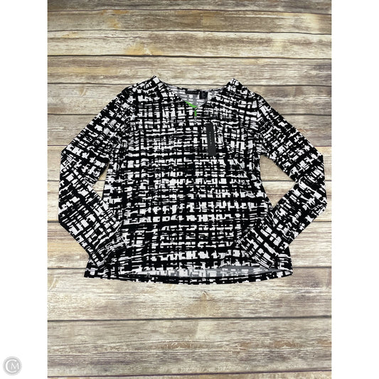 Top Long Sleeve By Tahari In Black & White, Size: L