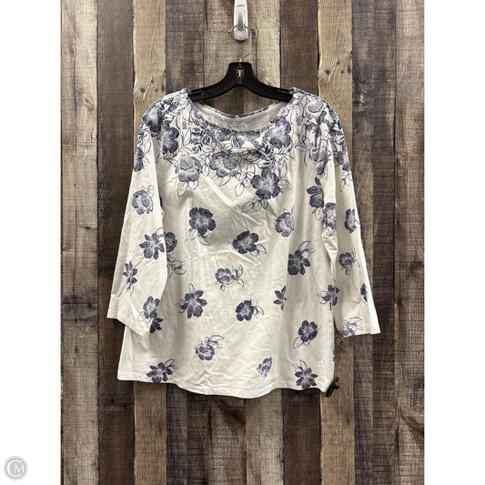 Top Long Sleeve By Talbots In Blue & White, Size: Xl