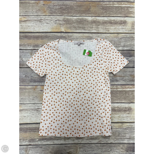 Top Short Sleeve By Loft In Beige, Size: L