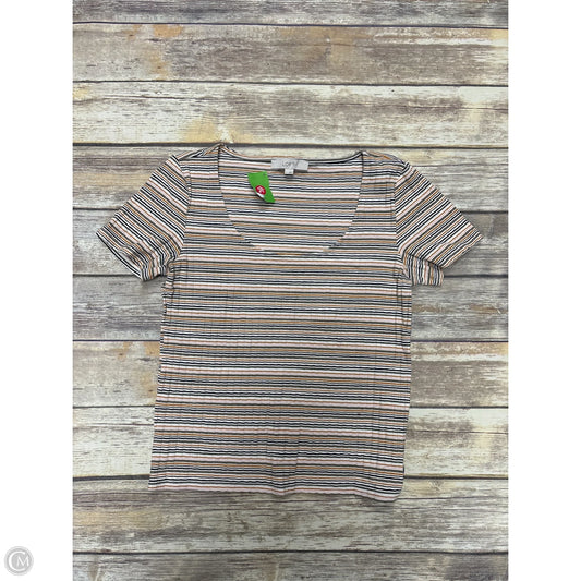 Top Short Sleeve By Loft In Striped Pattern, Size: L