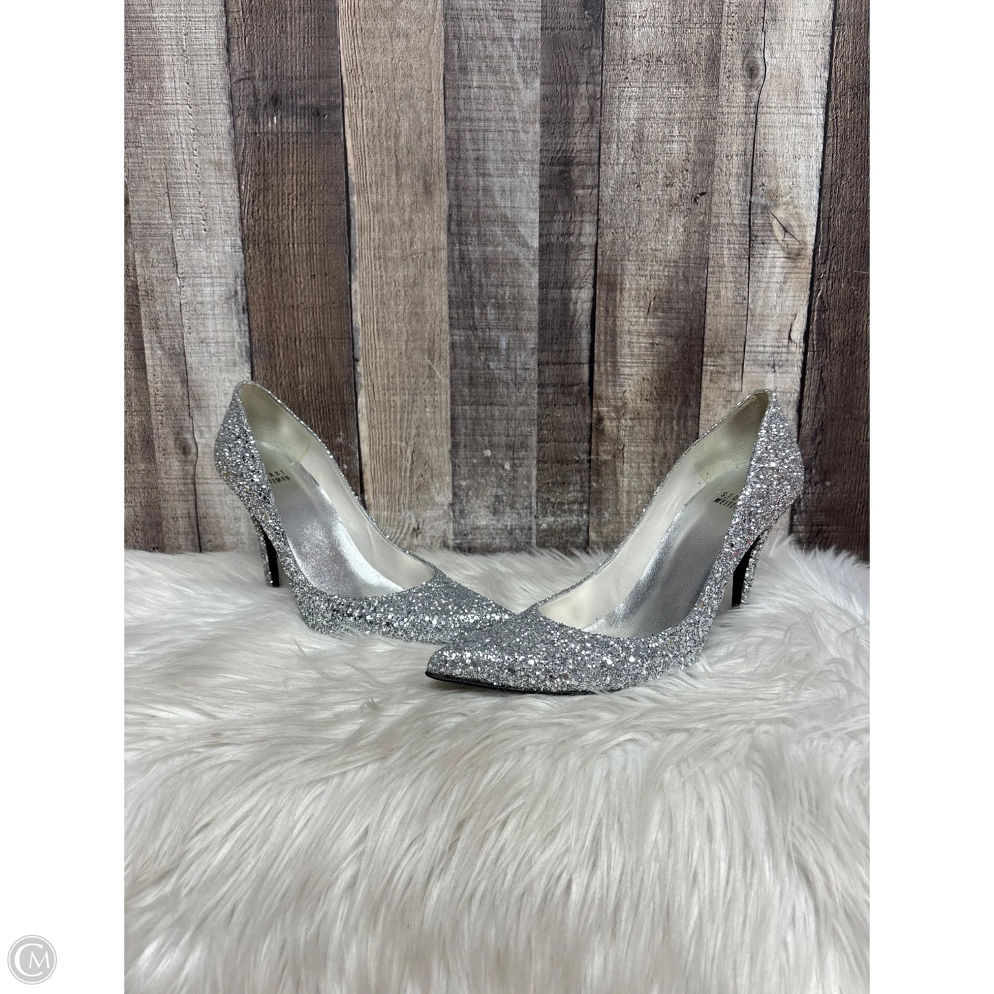 Shoes Designer By Stuart Weitzman In Silver, Size: 6.5