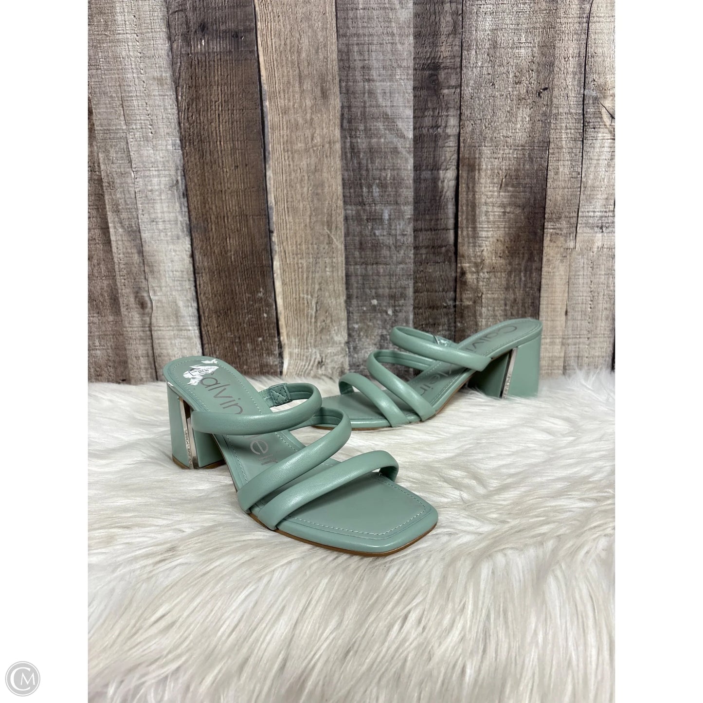 Sandals Heels Block By Nine West In Blue, Size: 8.5