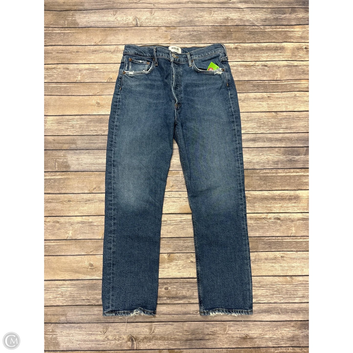 Jeans Straight By Agolde In Blue Denim, Size: 10