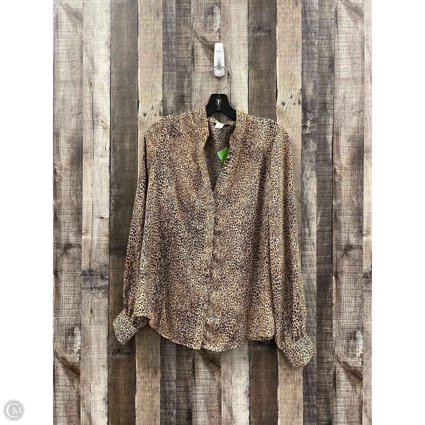 Top Long Sleeve By White House Black Market In Animal Print, Size: L