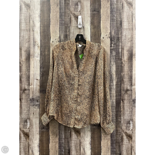 Top Long Sleeve By White House Black Market In Animal Print, Size: L