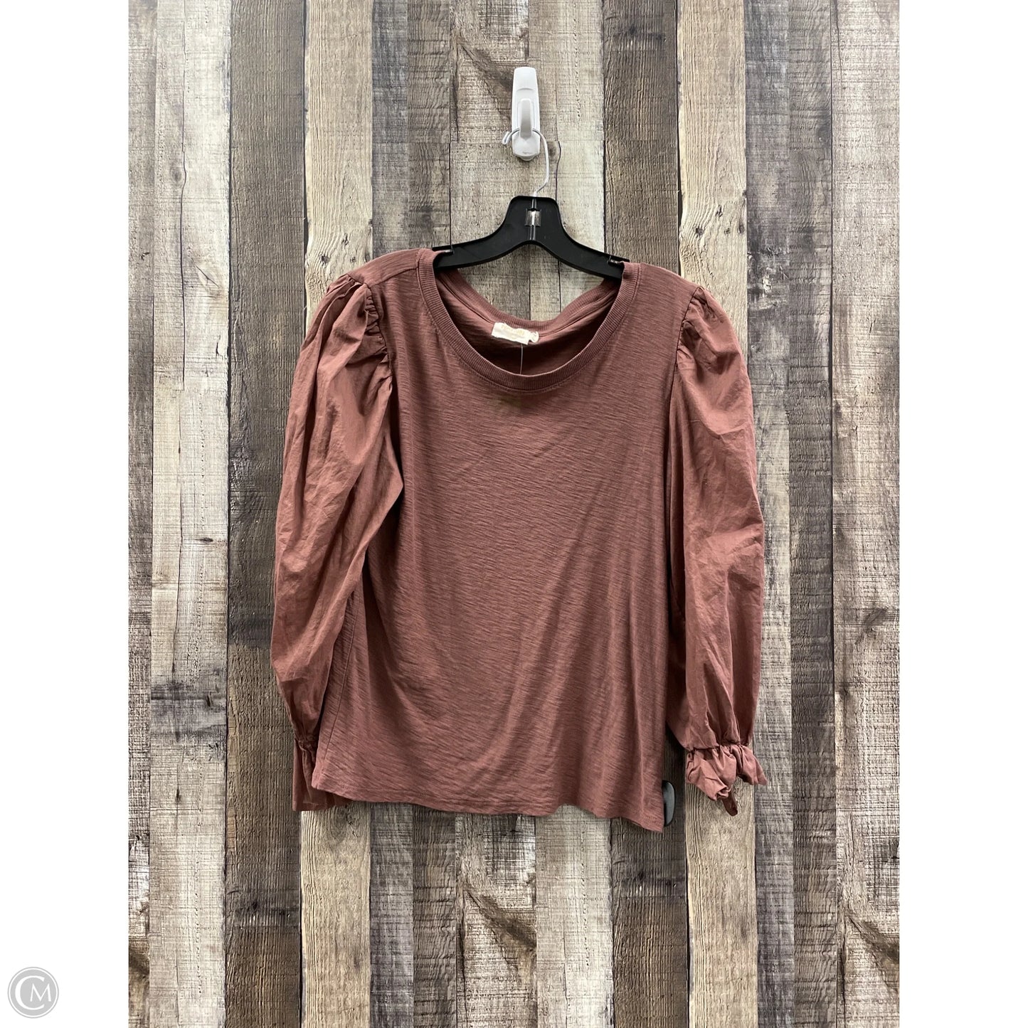 Top Long Sleeve By Nation In Brown, Size: L