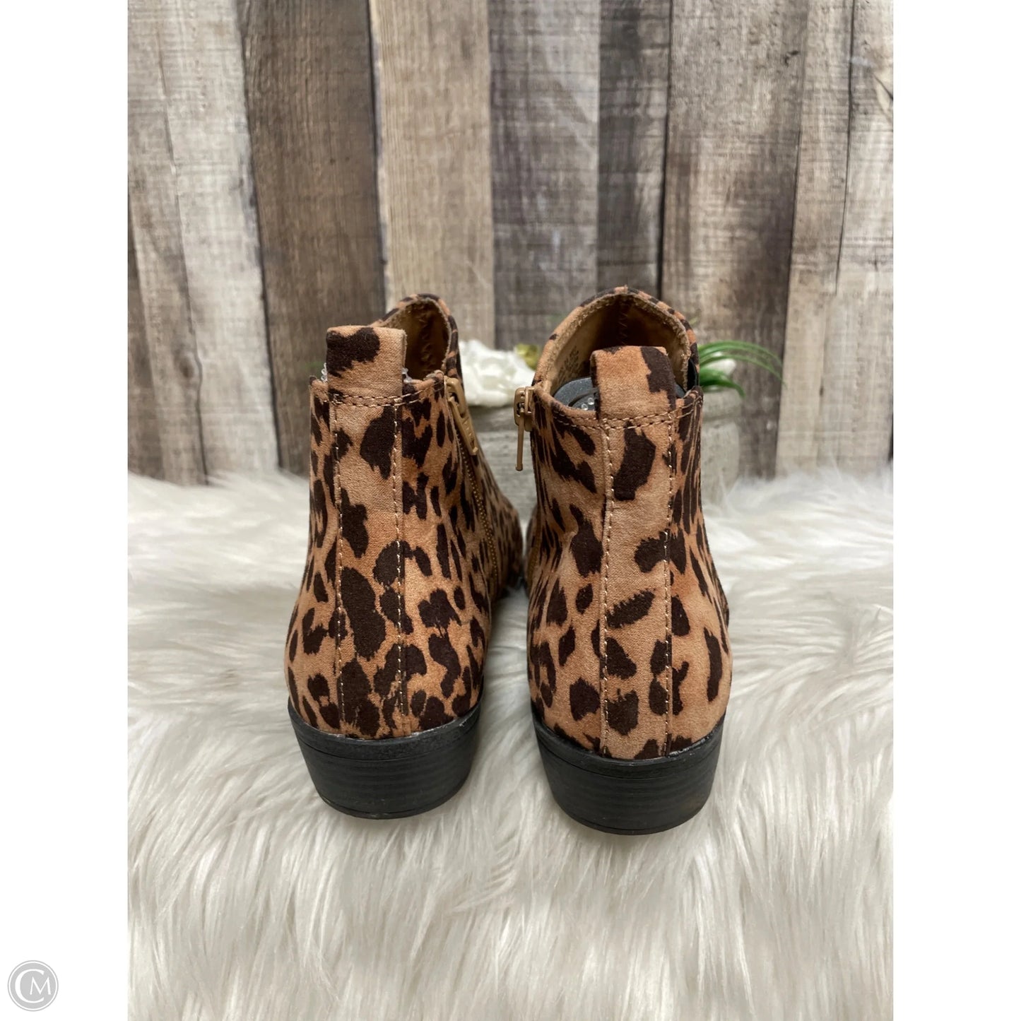 Boots Ankle Heels By So In Animal Print, Size: 8.5