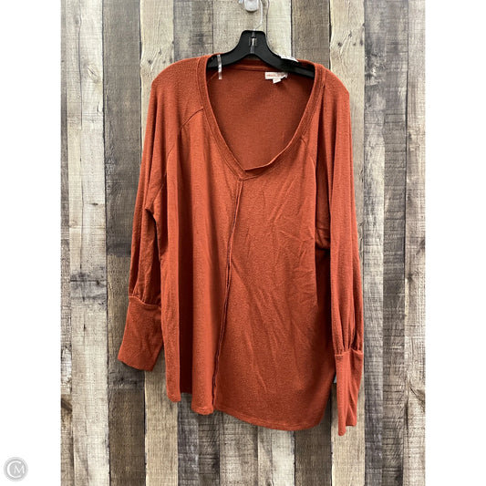 Top Long Sleeve By Knox Rose In Bronze, Size: Xxl