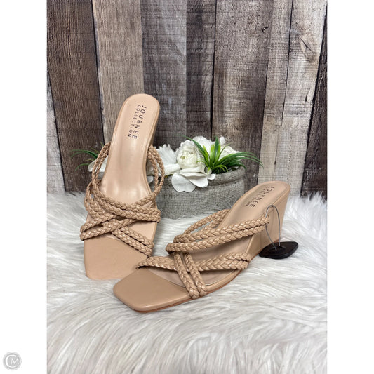 Sandals Heels Wedge By Journee In Tan, Size: 11