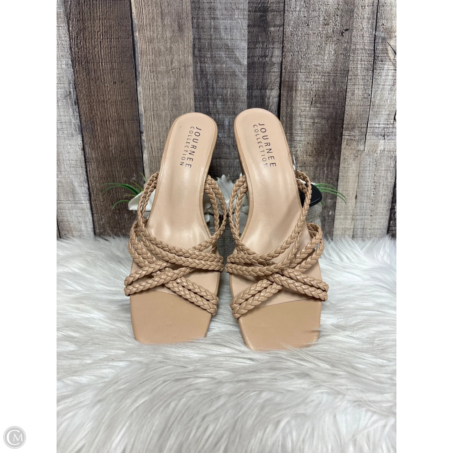 Sandals Heels Wedge By Journee In Tan, Size: 11