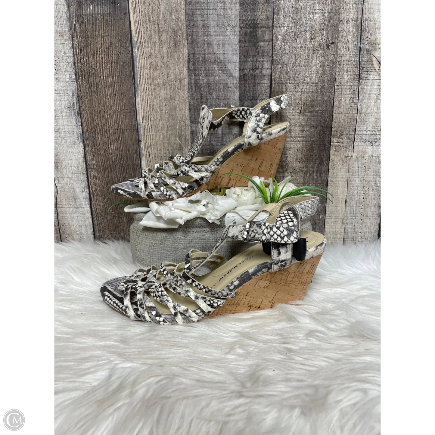 Shoes Heels Wedge By Isaac Mizrahi Live Qvc In Snakeskin Print, Size: 9