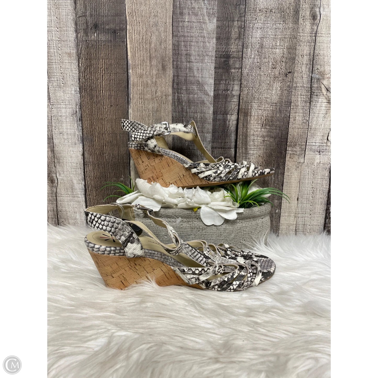 Shoes Heels Wedge By Isaac Mizrahi Live Qvc In Snakeskin Print, Size: 9