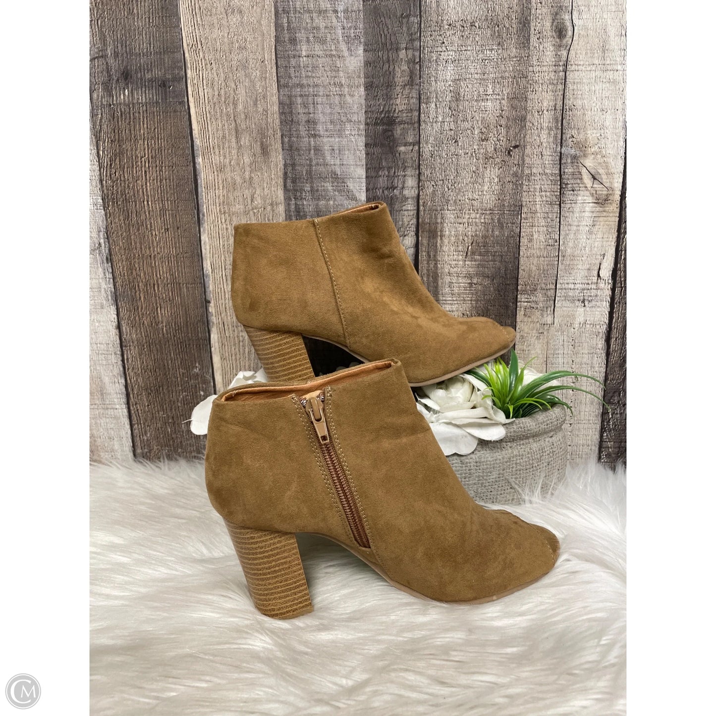 Boots Ankle Heels By Qupid In Tan, Size: 6.5