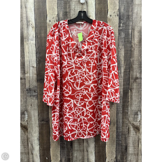 Swimwear Cover-up By Indigo Soul In Red & White, Size: 2x