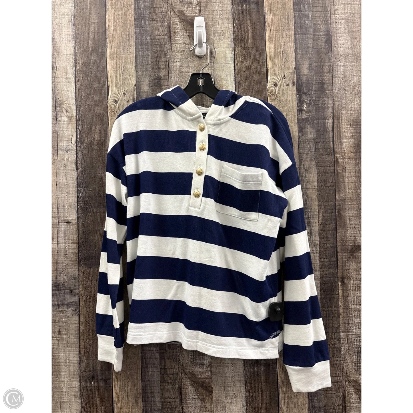 Top Long Sleeve By J. Crew In Blue & White, Size: M