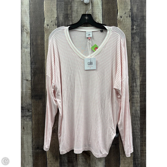 Top Long Sleeve By Cabi In Pink & White, Size: S