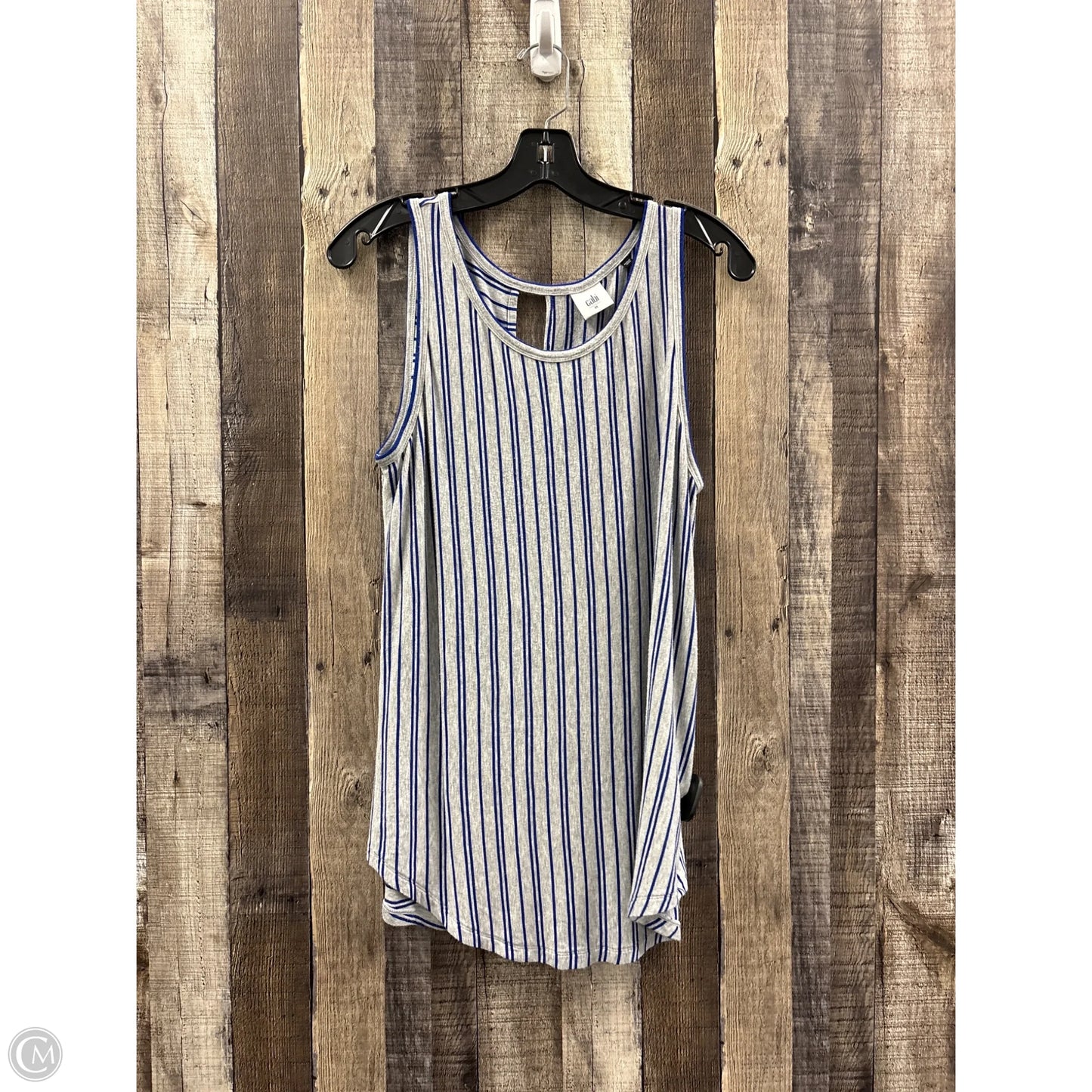 Top Sleeveless By Cabi In Blue & Grey, Size: M