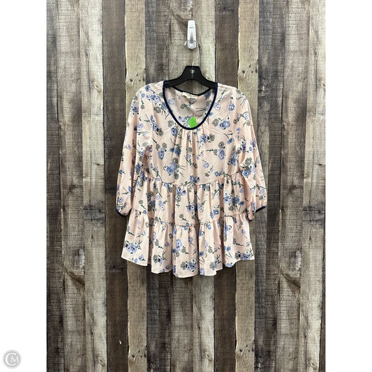 Top 3/4 Sleeve By Entro In Blue & Pink, Size: S