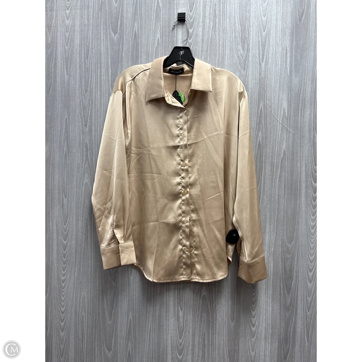 Top Long Sleeve By Cme In Tan, Size: L