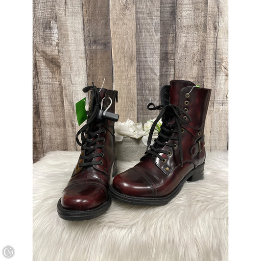 Boots Ankle Heels By Taos In Maroon, Size: 8