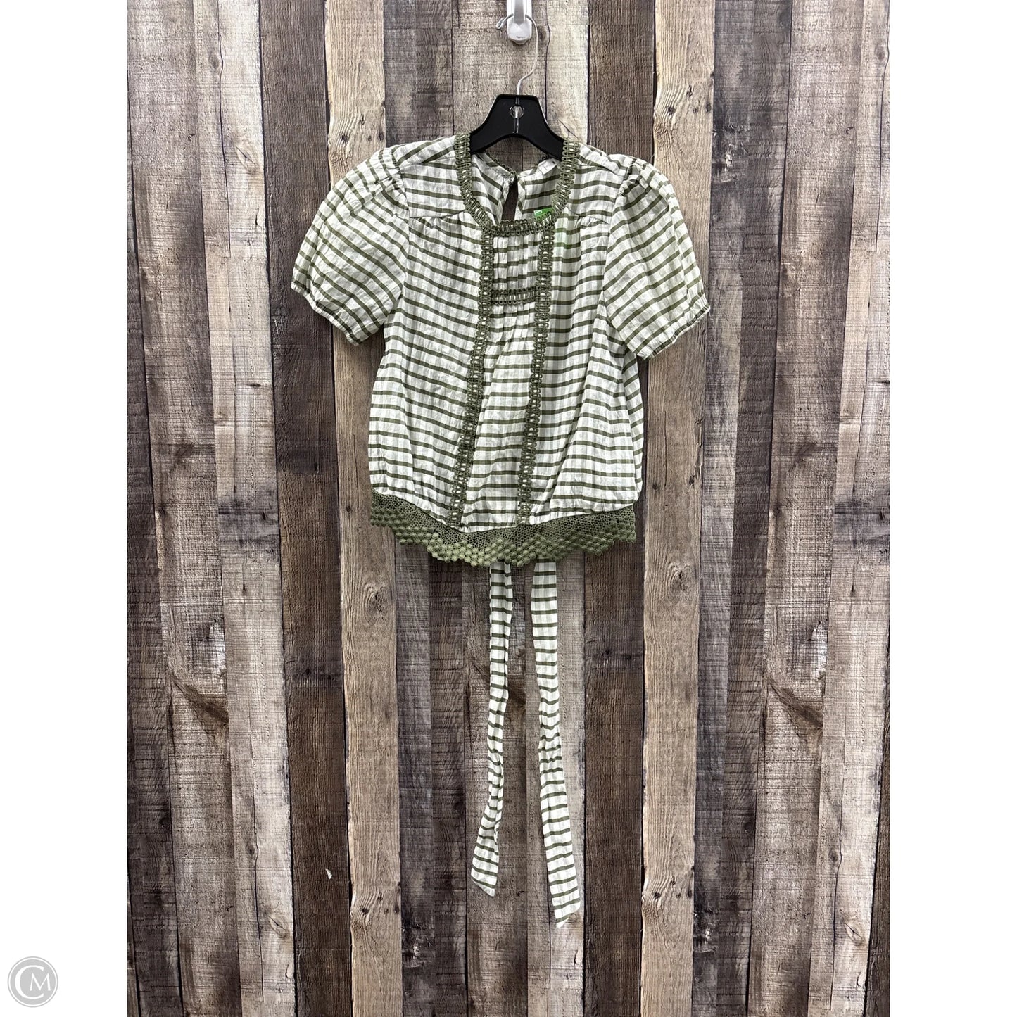 Top Short Sleeve By Mine In Green & White, Size: M