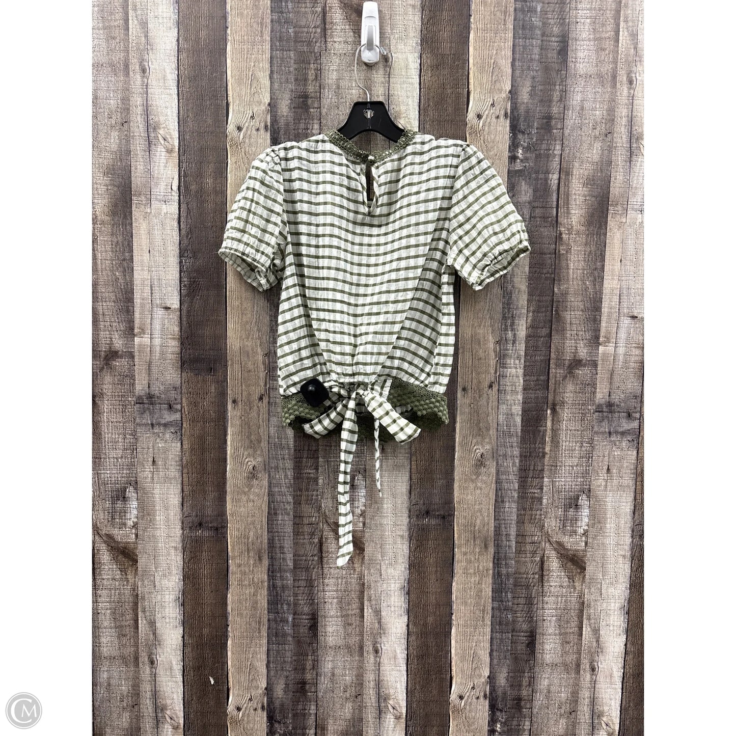 Top Short Sleeve By Mine In Green & White, Size: M
