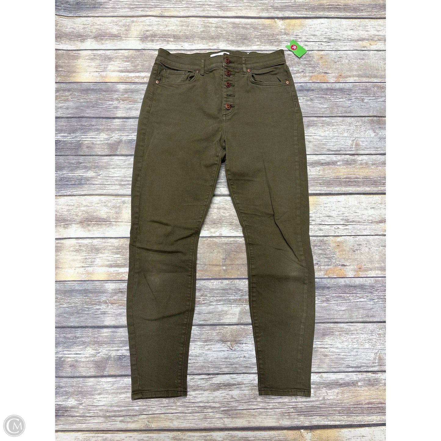Jeans Straight By Loft In Green Denim, Size: 8