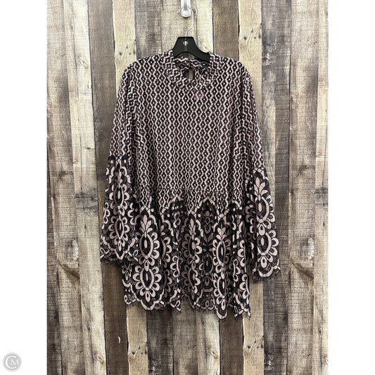 Tunic Long Sleeve By Lane Bryant In Black & Pink, Size: 1x