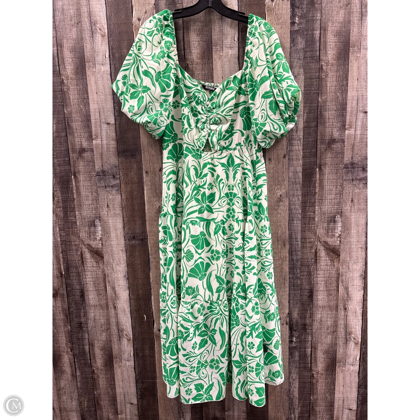 Dress Casual Midi By Btfbm In Green & White, Size: L