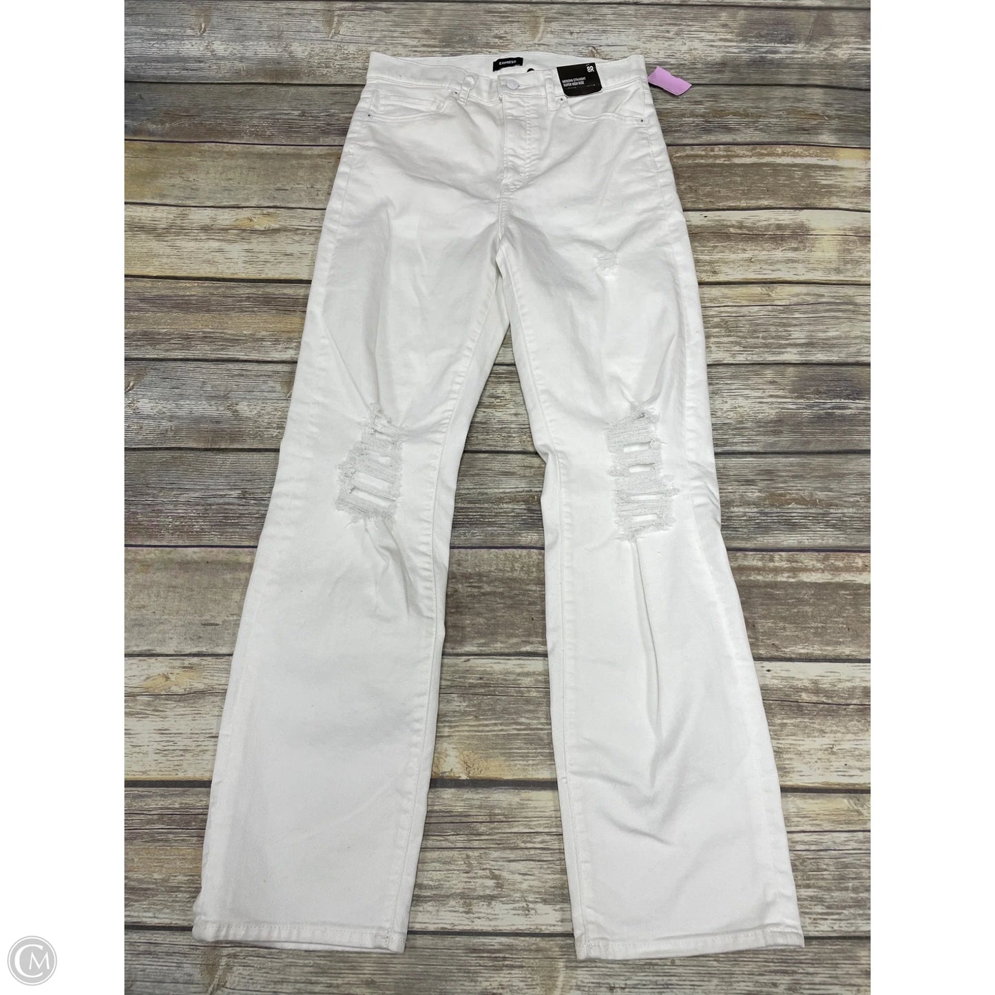 Jeans Straight By Express In White Denim, Size: 8