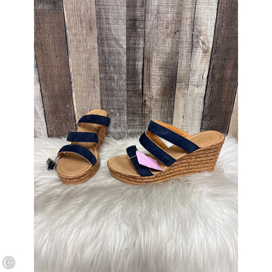 Sandals Heels Wedge By Cme In Blue & Tan, Size: 8