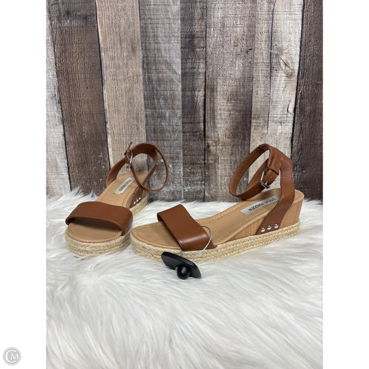 Sandals Heels Wedge By Steve Madden In Brown, Size: 8.5
