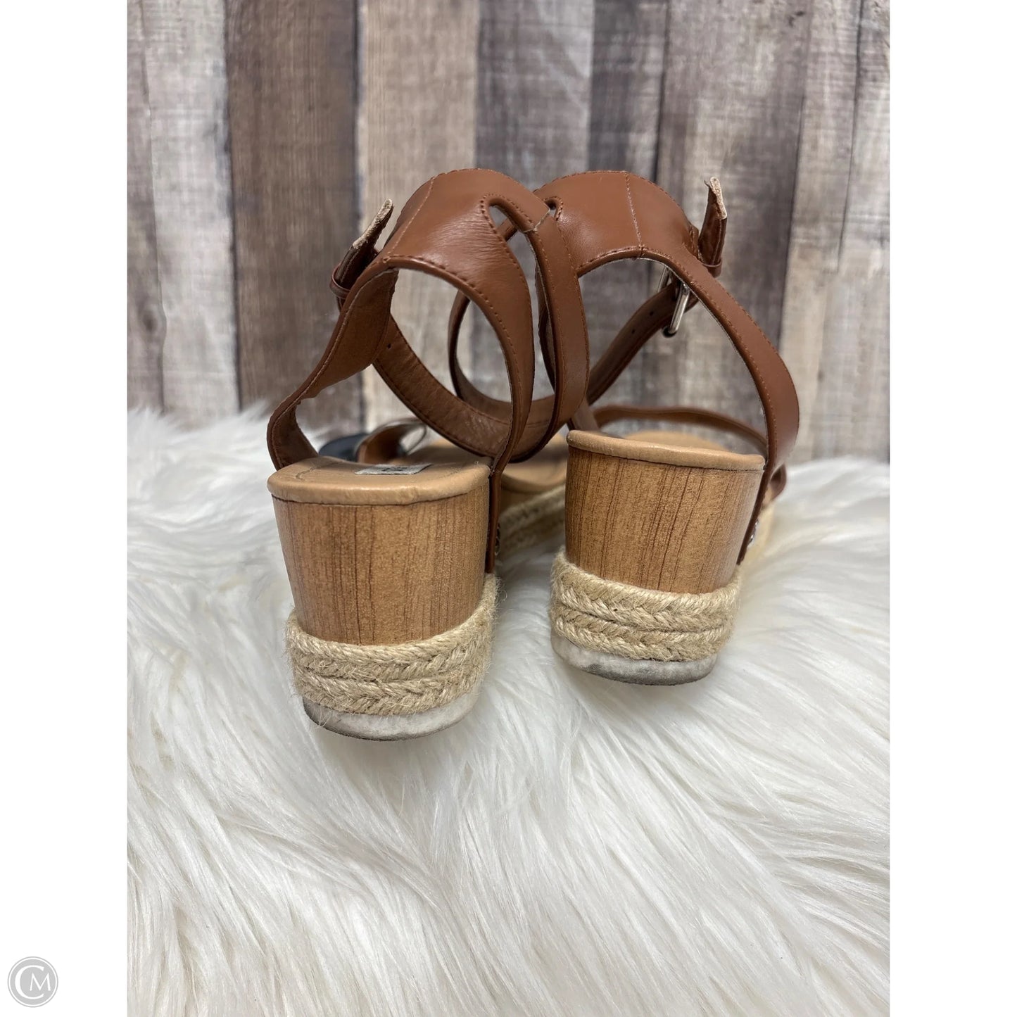 Sandals Heels Wedge By Steve Madden In Brown, Size: 8.5