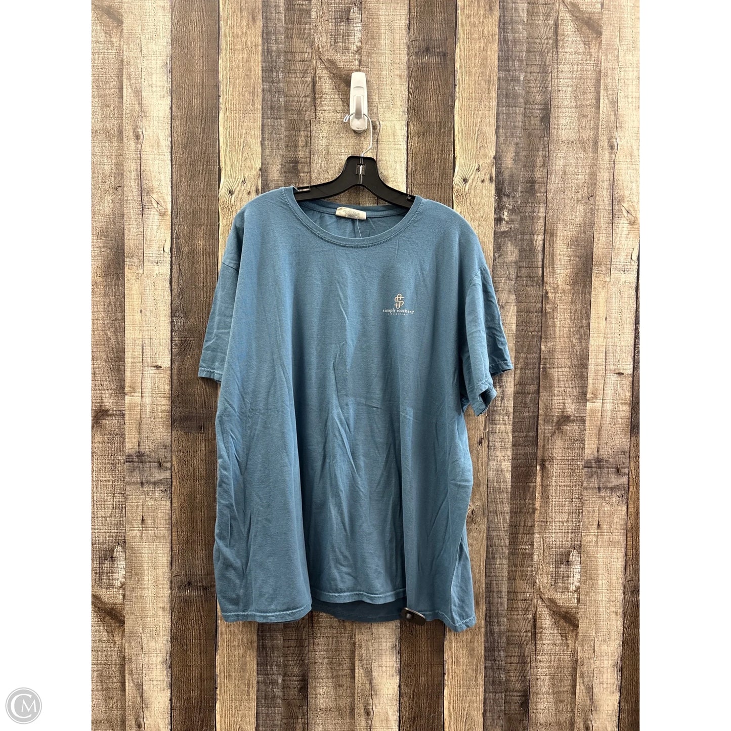 Top Short Sleeve By Simply Southern In Blue, Size: Xxl