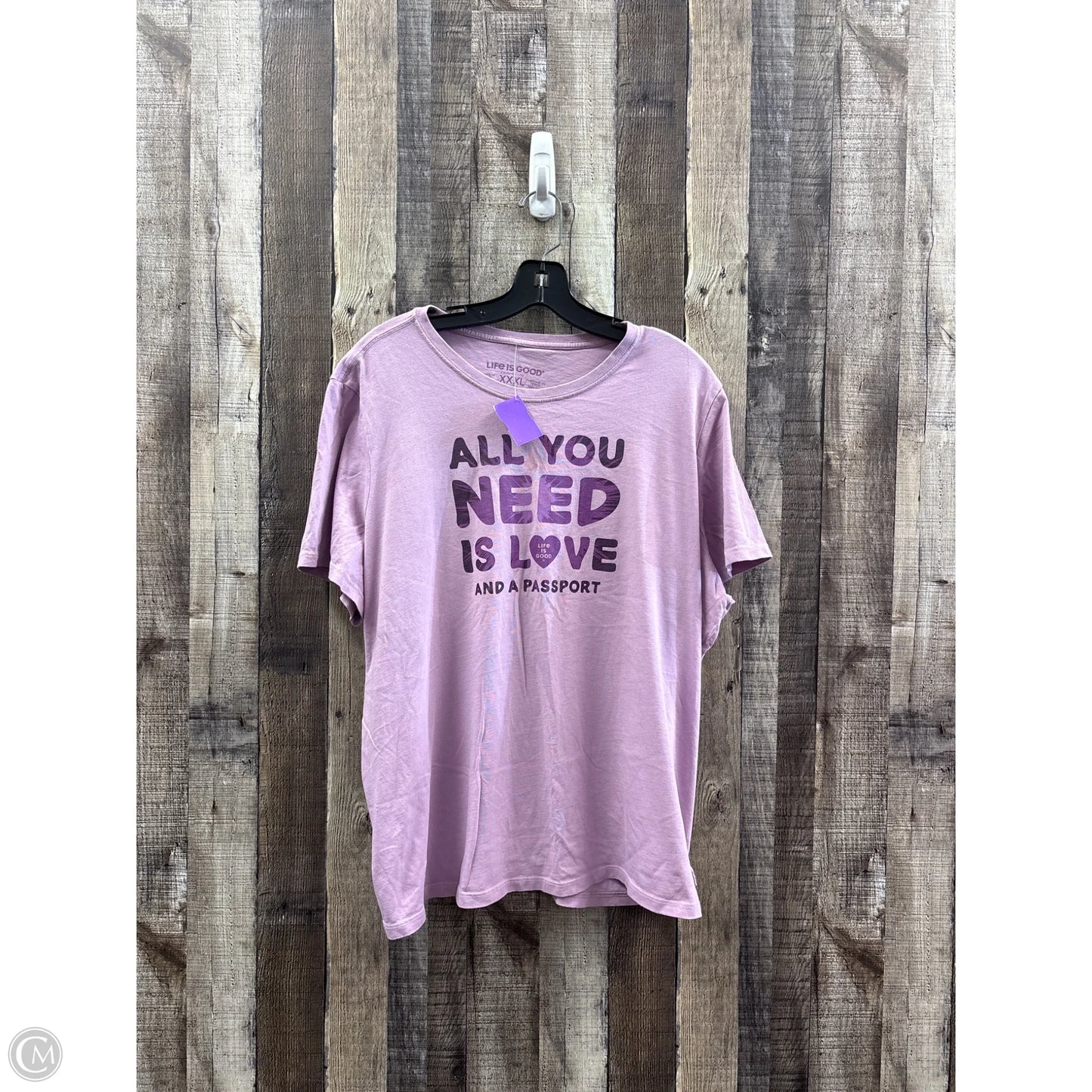 Top Short Sleeve By Life Is Good In Purple, Size: Xxl