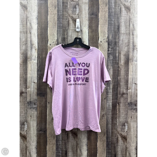 Top Short Sleeve By Life Is Good In Purple, Size: Xxl