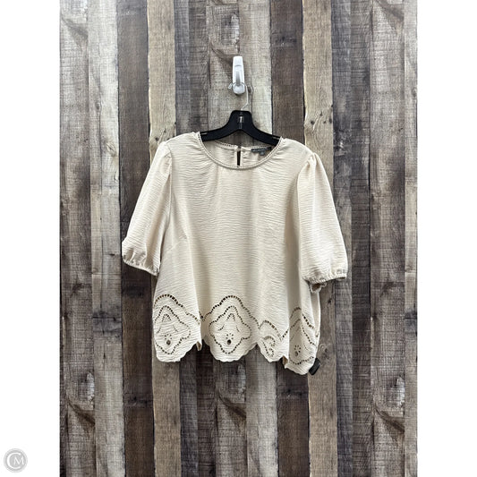 Top Short Sleeve By Adrianna Papell In Tan, Size: Xl