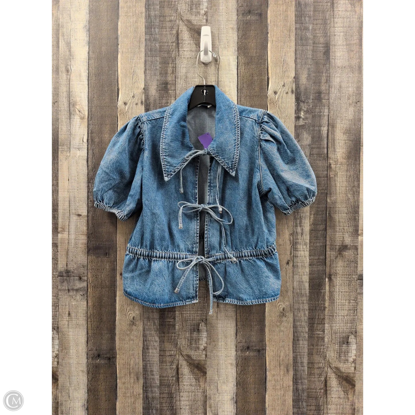 Top Short Sleeve By American Eagle In Blue Denim, Size: M