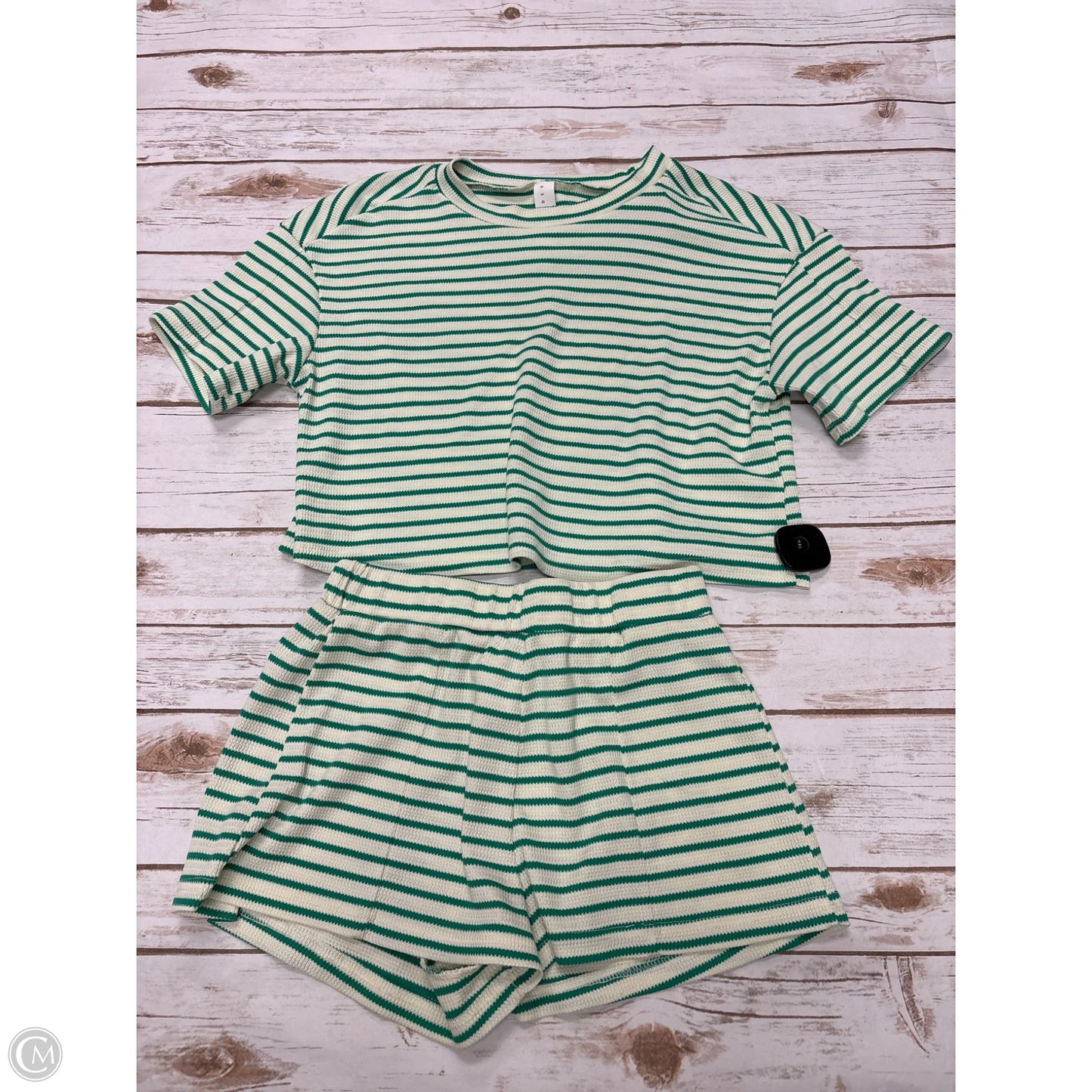 Shorts Set By Missguided In Cream & Green, Size: S