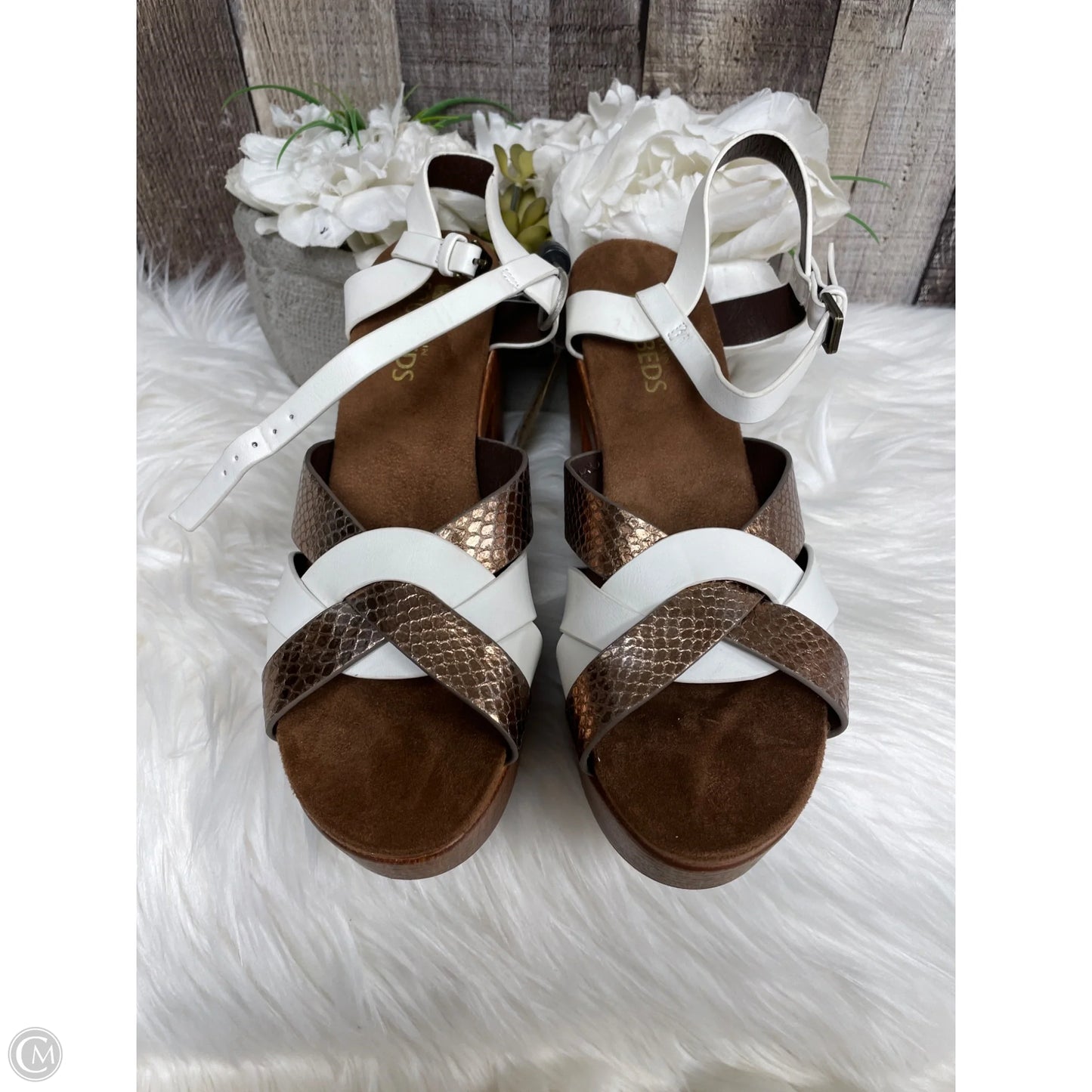 Sandals Heels Block By White Mountain In White, Size: 8.5