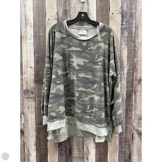 Top Long Sleeve By Fantastic Fawn In Camouflage Print, Size: M