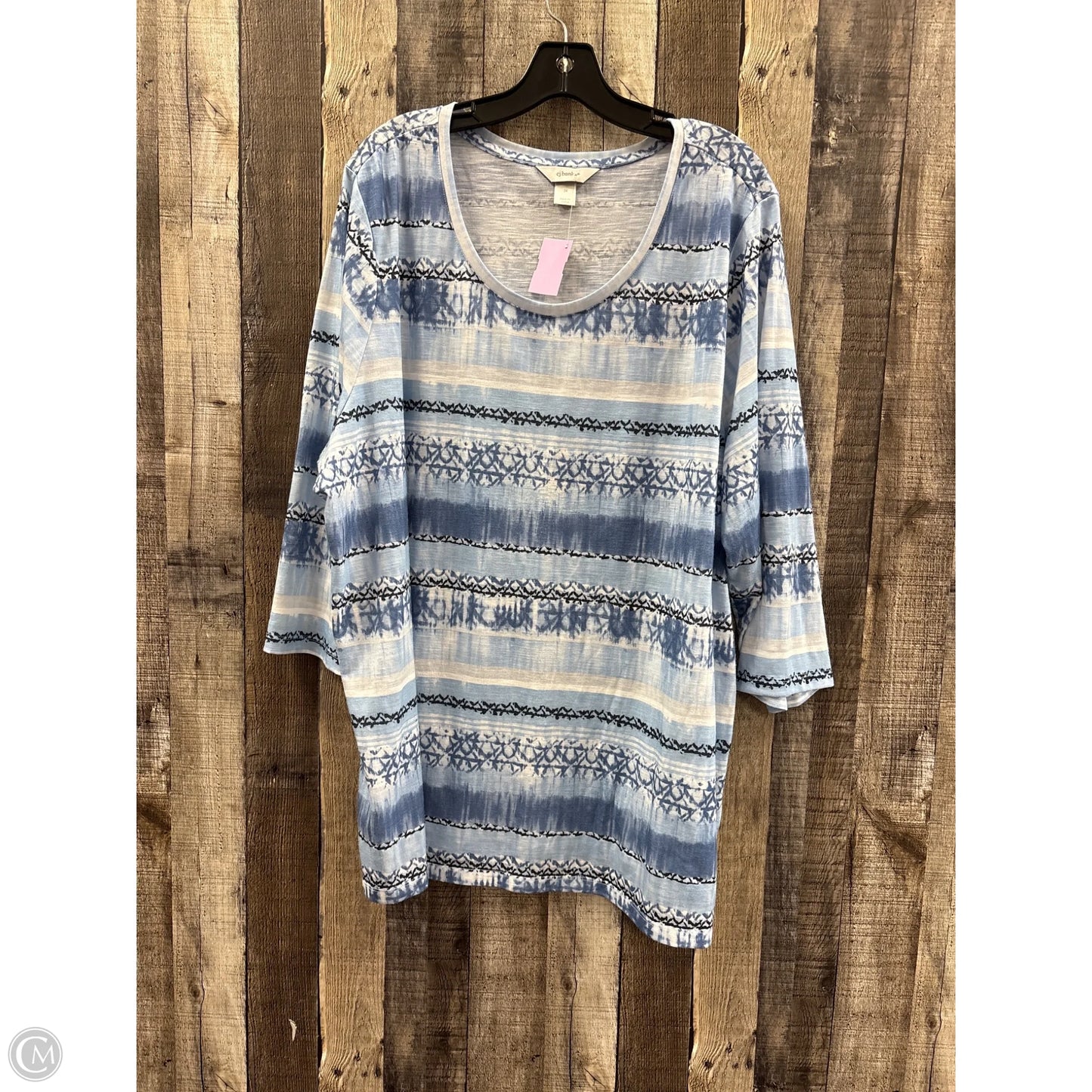 Top 3/4 Sleeve By Cj Banks In Blue & White, Size: 3x