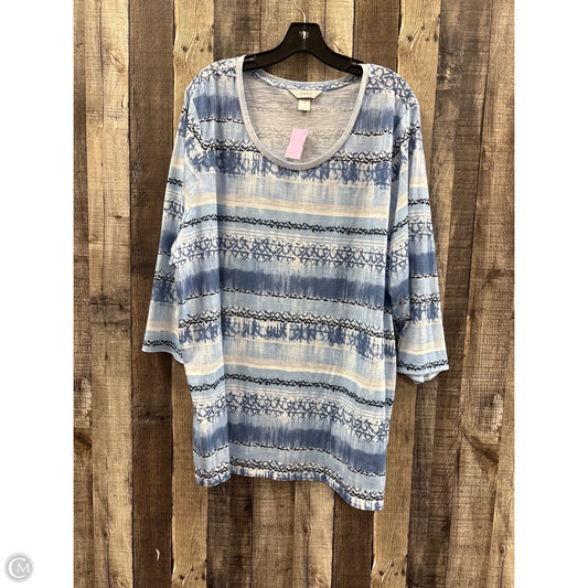 Top 3/4 Sleeve By Cj Banks In Blue & White, Size: 3x