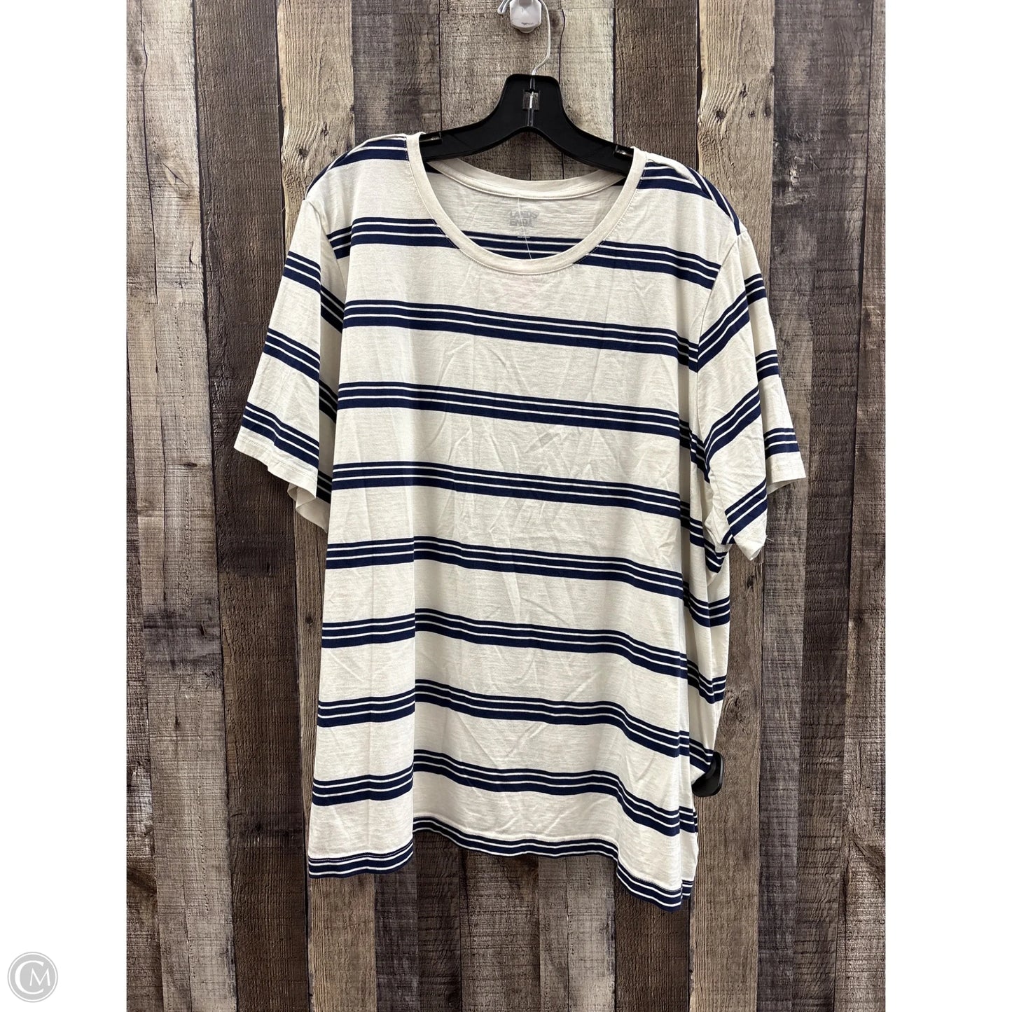 Top Short Sleeve Basic By Lands End In Blue & White, Size: 3x
