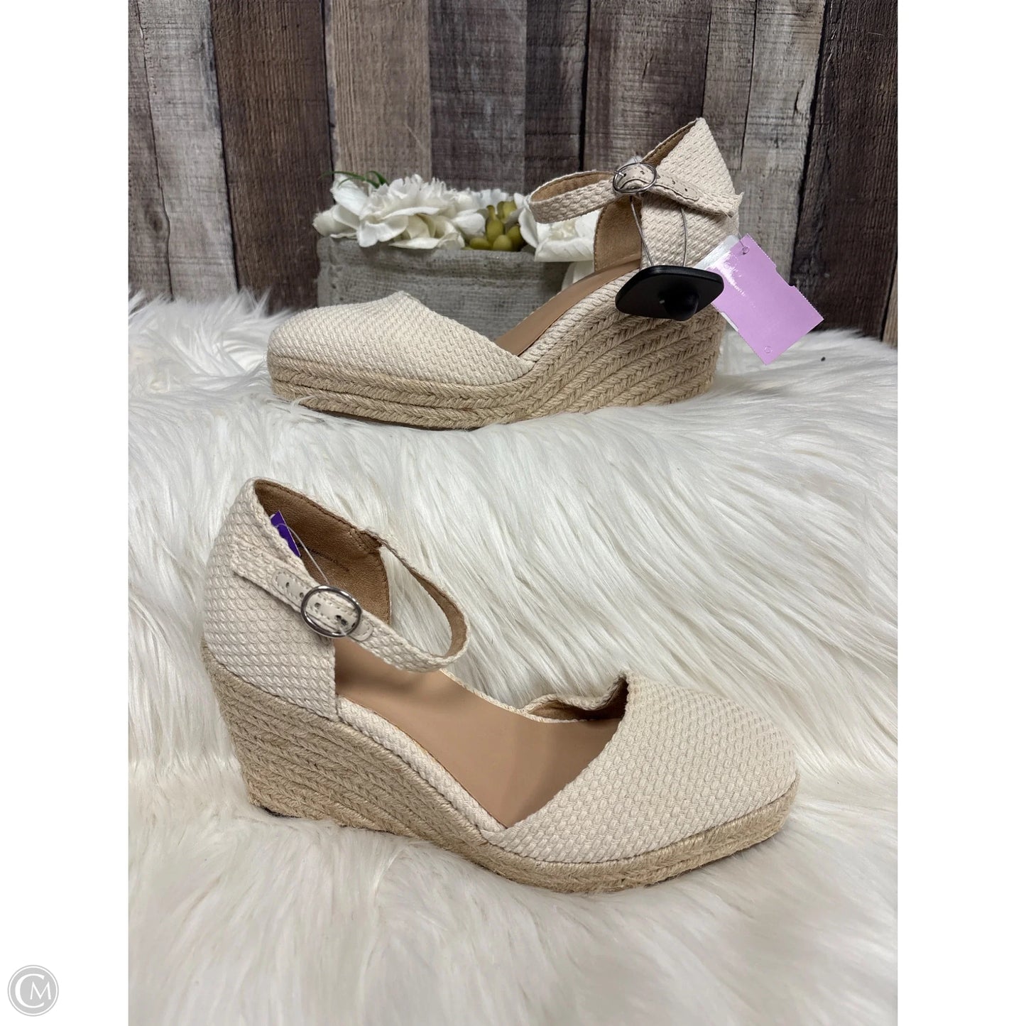 Sandals Heels Wedge By A New Day In Ivory, Size: 8