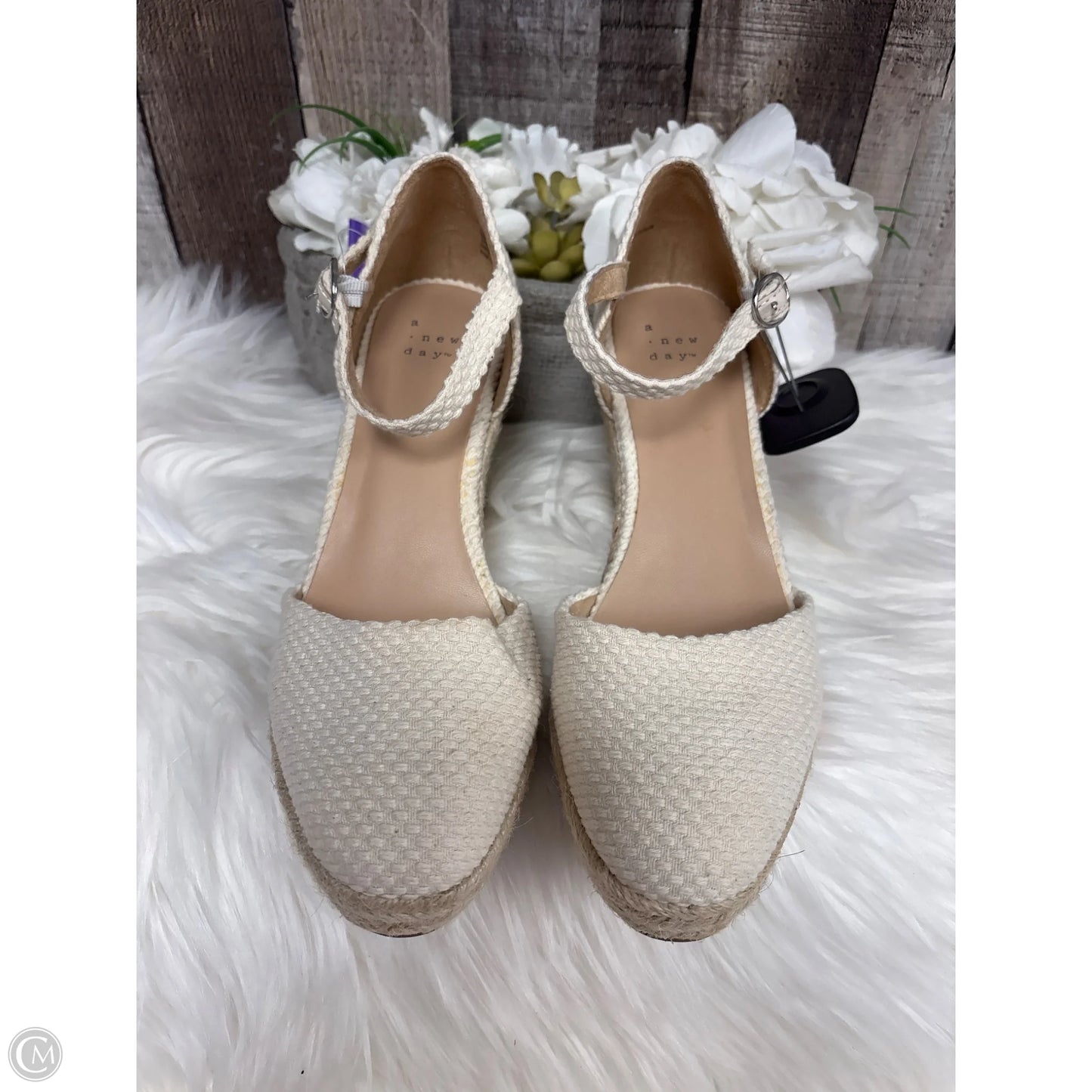 Sandals Heels Wedge By A New Day In Ivory, Size: 8