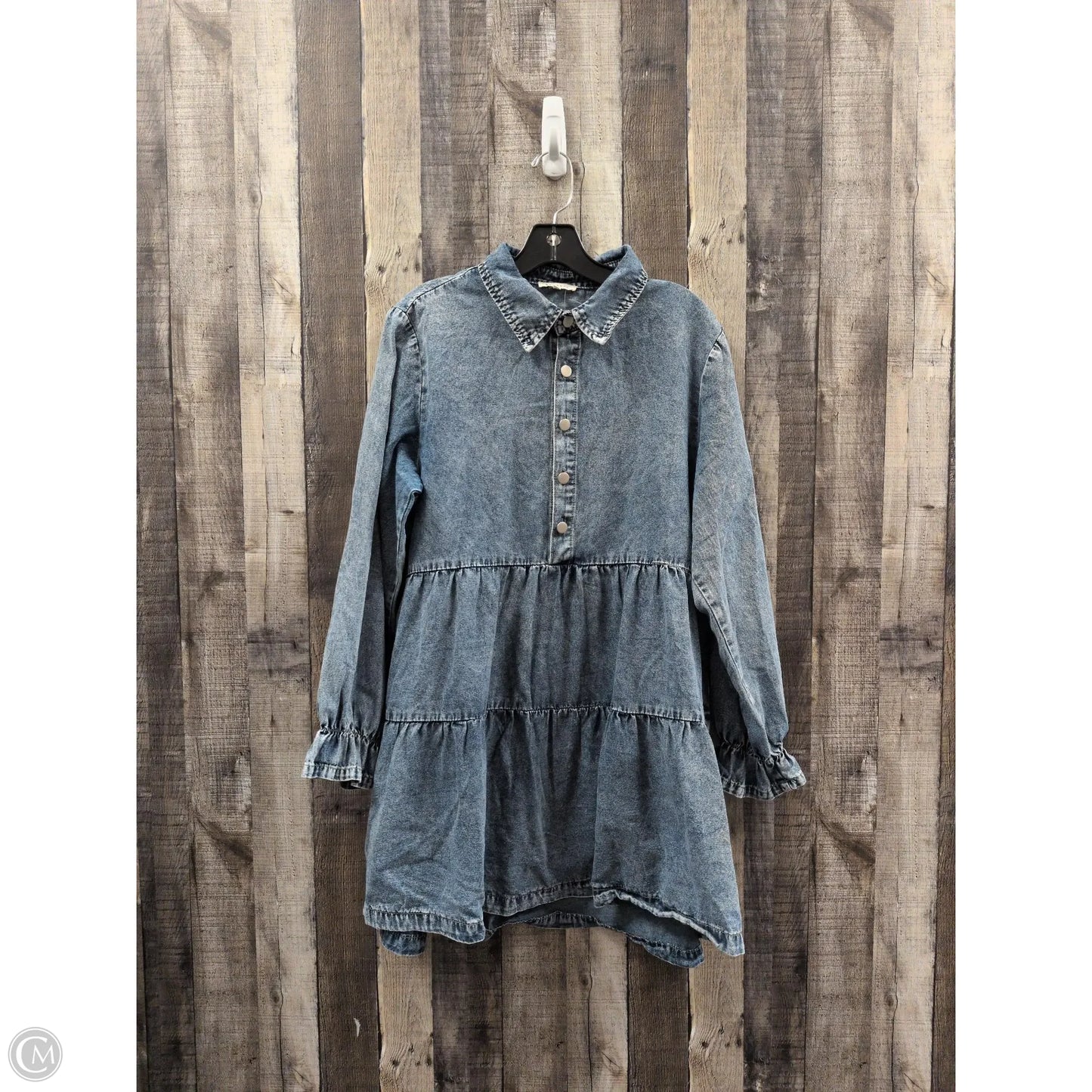 Dress Casual Short By Baevely In Blue Denim, Size: L