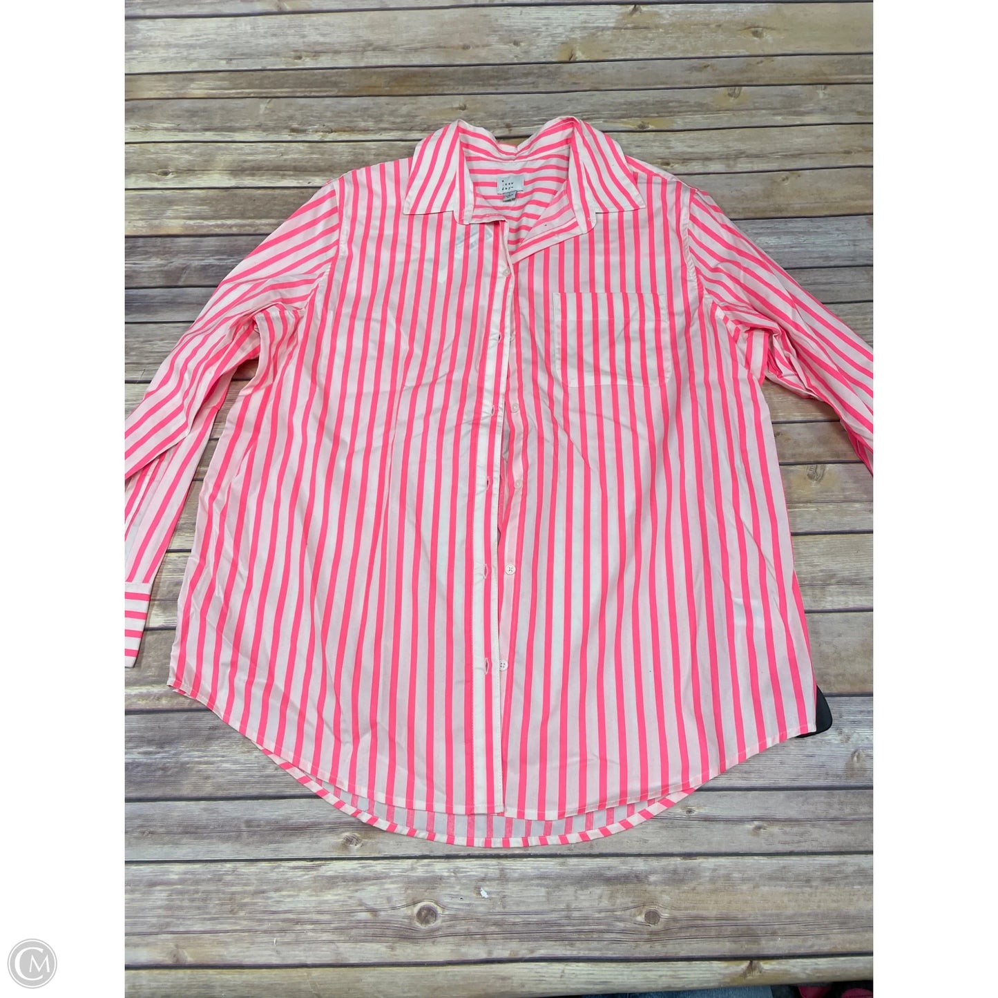 Top Long Sleeve By A New Day In Pink & White, Size: L