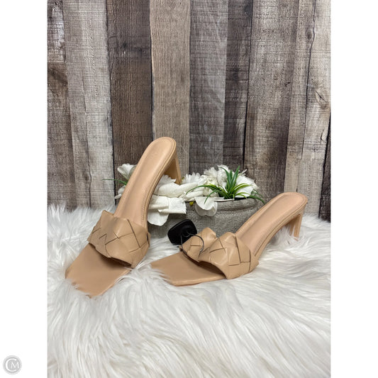 Sandals Heels Block By Forever 21 In Tan, Size: 12